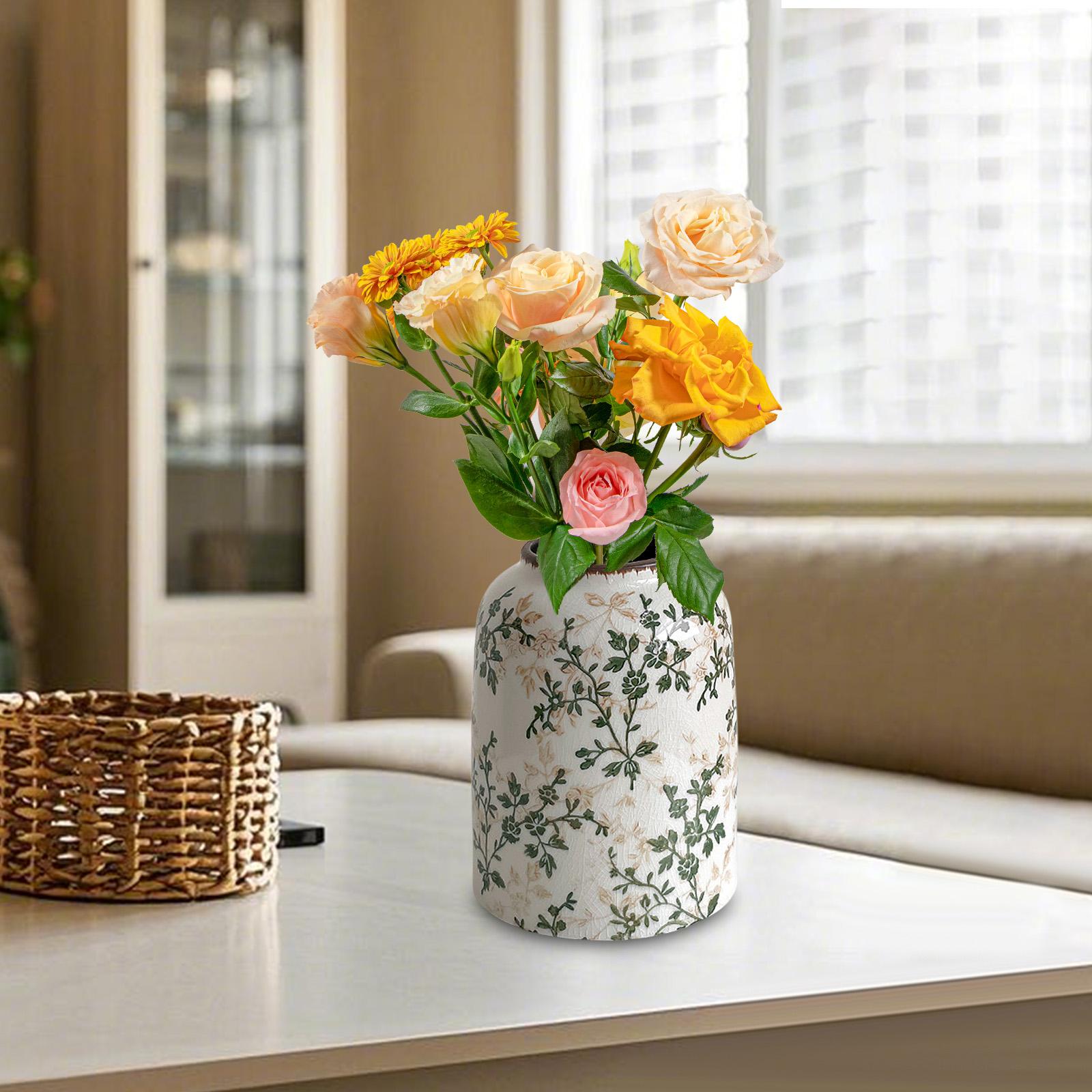 Ceramic Chinoiserie Floral Vase Table Centerpieces Indoor Rustic Flower Vase Style B