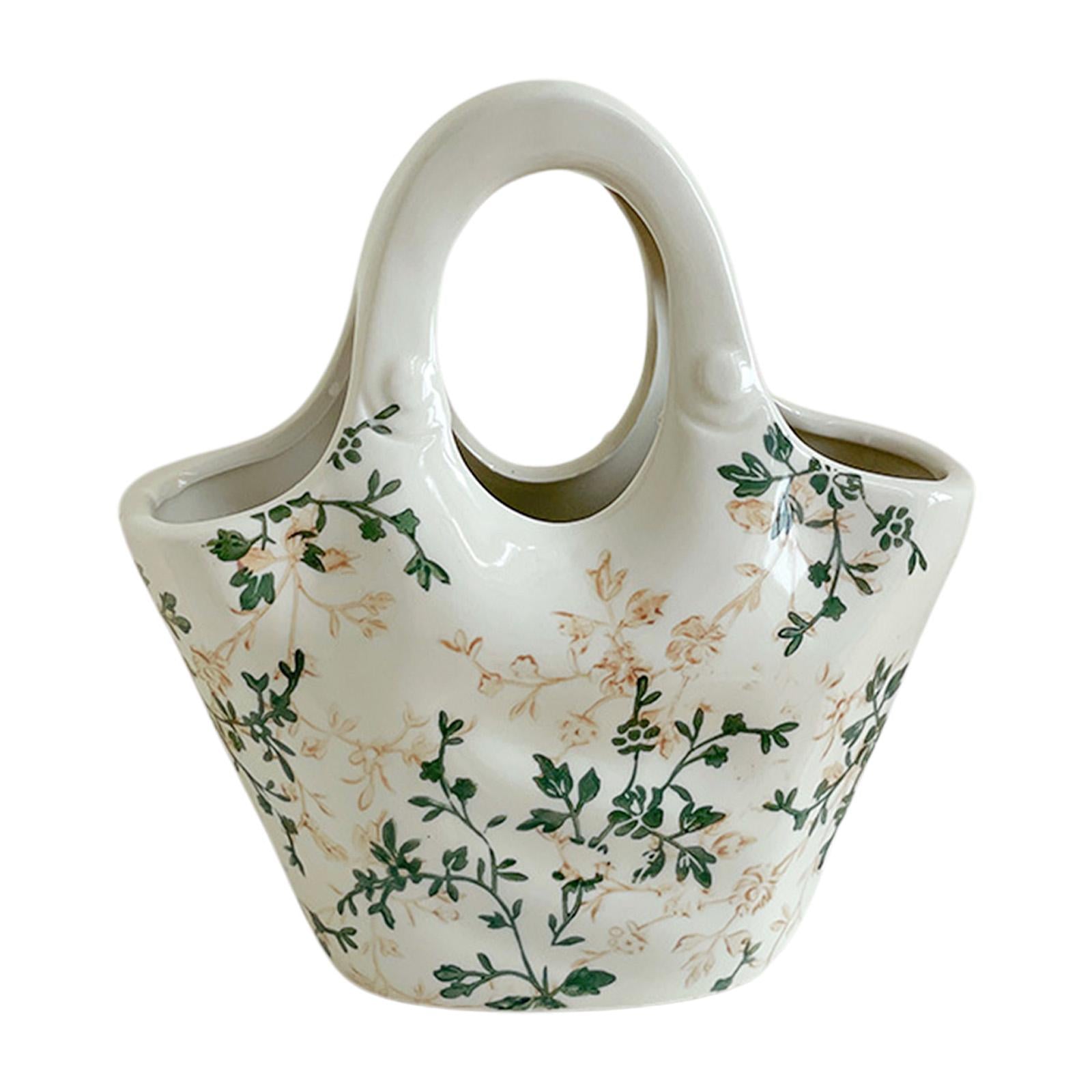 Ceramic Chinoiserie Floral Vase Table Centerpieces Indoor Rustic Flower Vase Style C