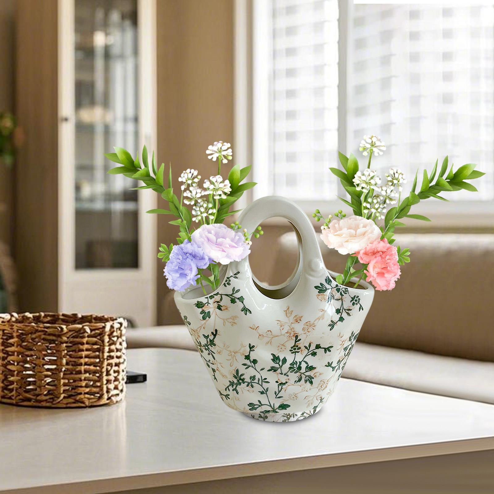 Ceramic Chinoiserie Floral Vase Table Centerpieces Indoor Rustic Flower Vase Style C