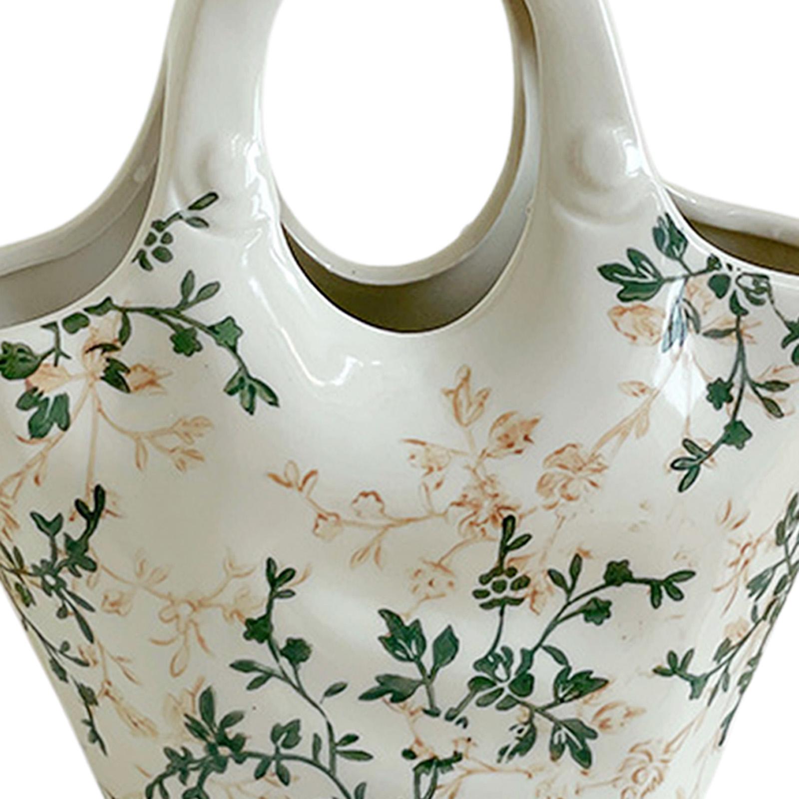Ceramic Chinoiserie Floral Vase Table Centerpieces Indoor Rustic Flower Vase Style C