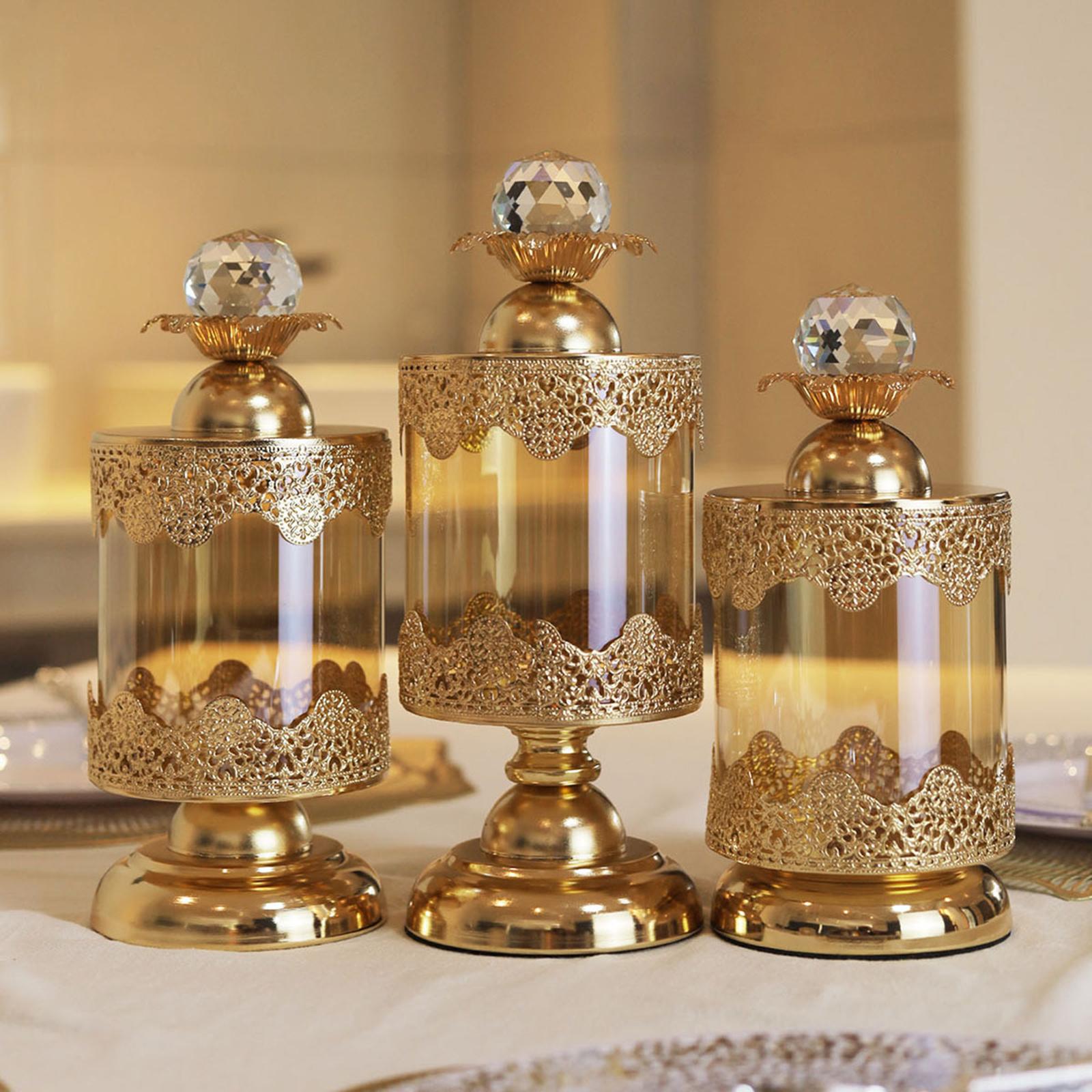 European Luxury Glass Storage Jar Kitchen Sugar Table Centerpieces Candy Jar 21cmx10.5cm