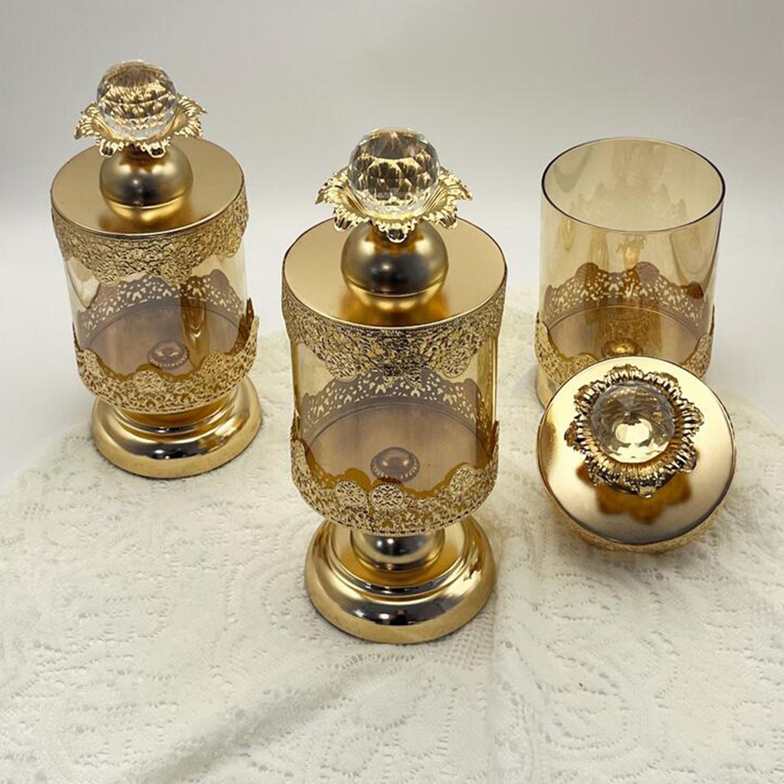 European Luxury Glass Storage Jar Kitchen Sugar Table Centerpieces Candy Jar 21cmx10.5cm