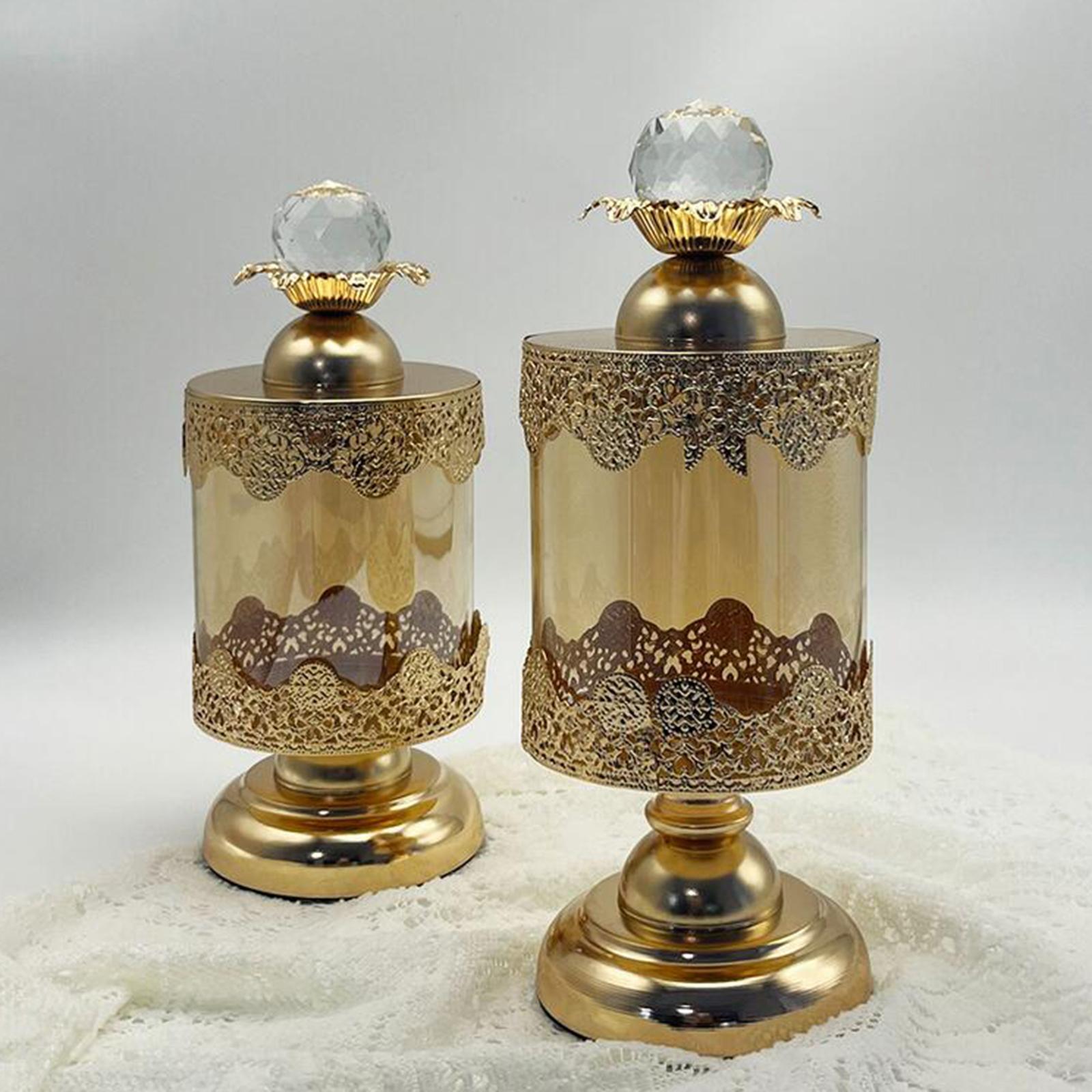European Luxury Glass Storage Jar Kitchen Sugar Table Centerpieces Candy Jar 24cmx10.5cm