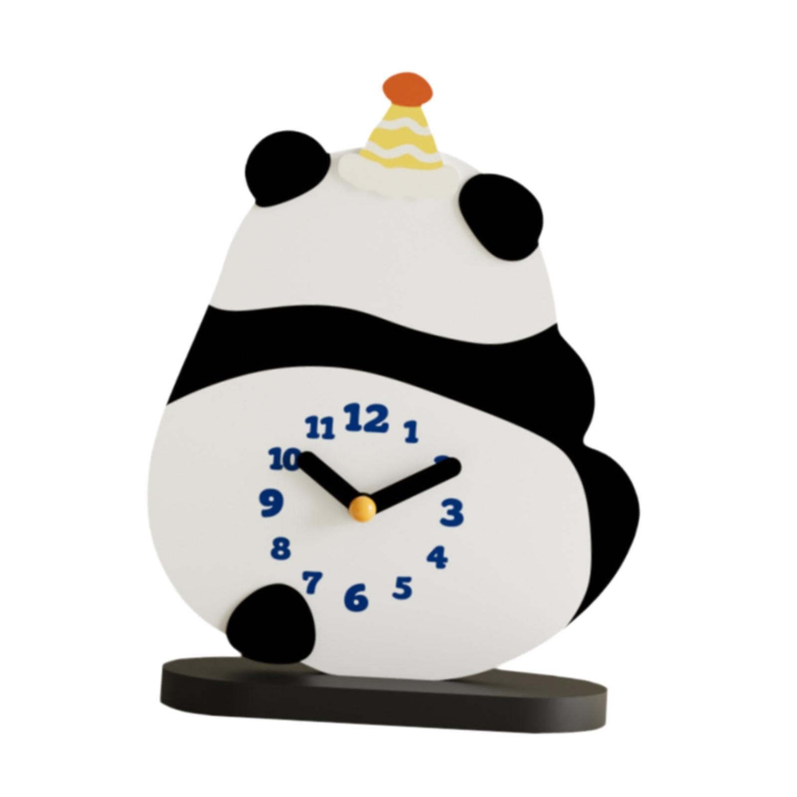 Panda Desktop Clock Cute Modern Tabletop Decor for Shelf Bedroom Living Room