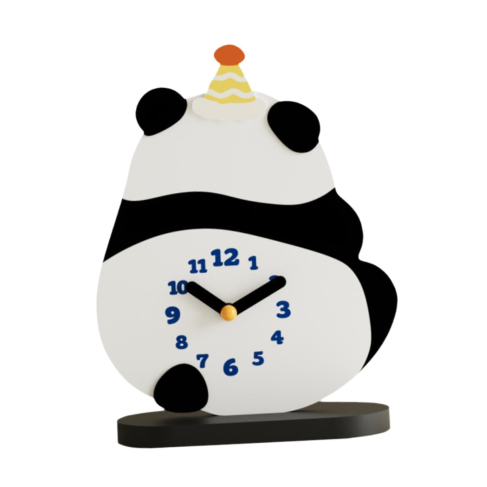 Panda Desktop Clock Cute Modern Tabletop Decor for Shelf Bedroom Living Room