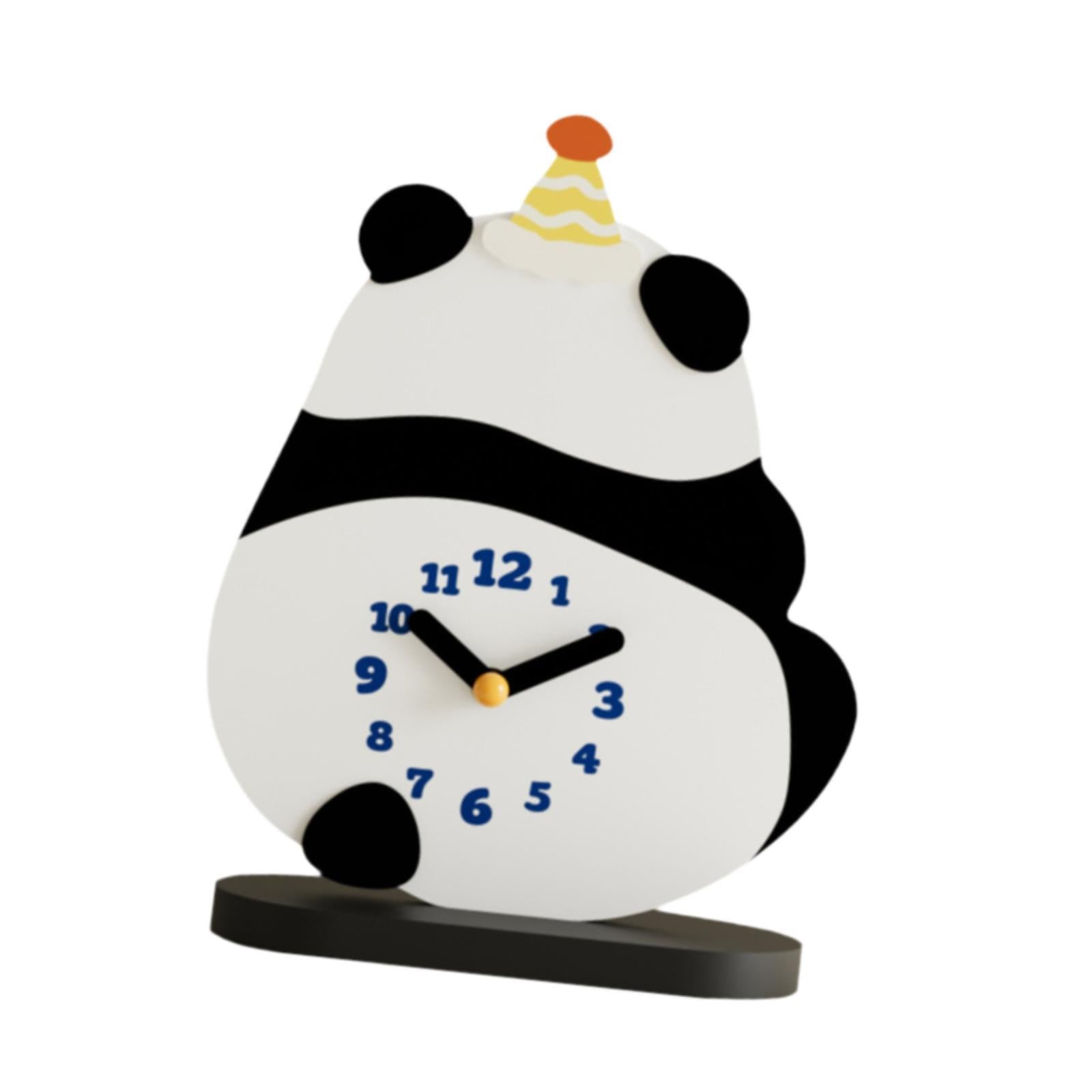 Panda Desktop Clock Cute Modern Tabletop Decor for Shelf Bedroom Living Room