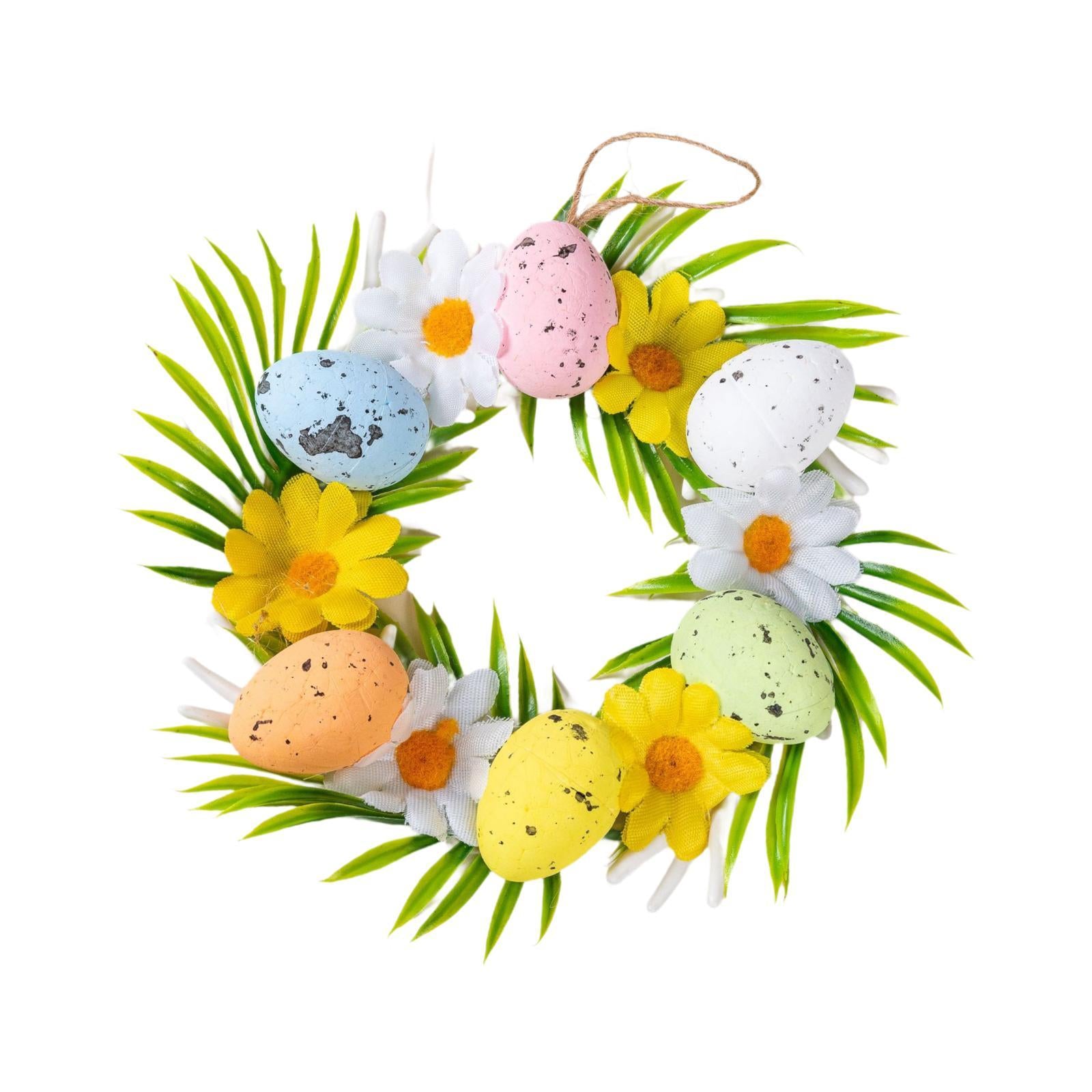 Easter Eggs Artificial Wreath Cute Easter Decor for Door Indoor Outdoor Wall