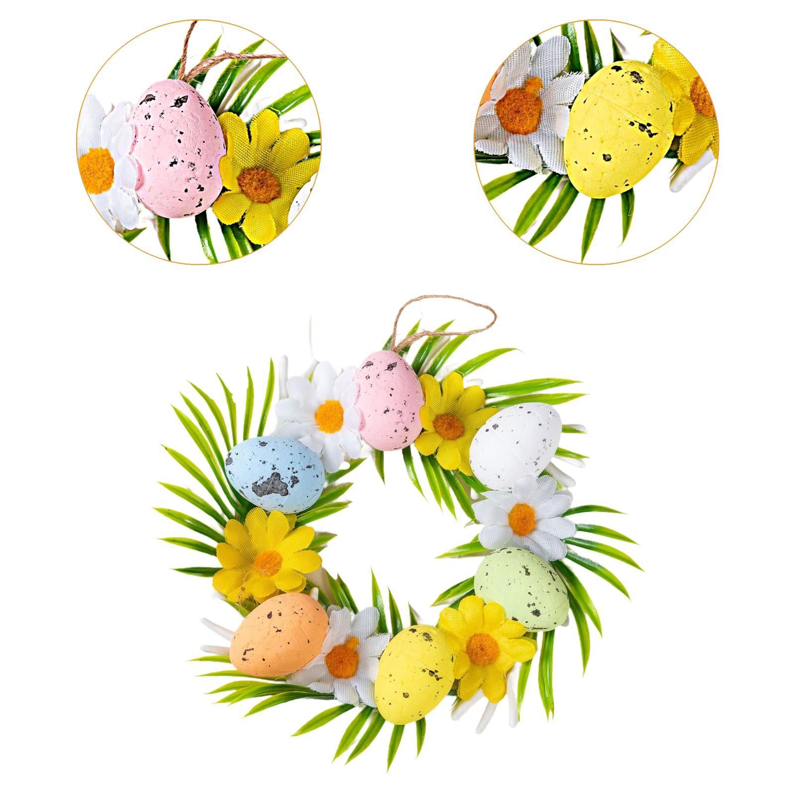 Easter Eggs Artificial Wreath Cute Easter Decor for Door Indoor Outdoor Wall