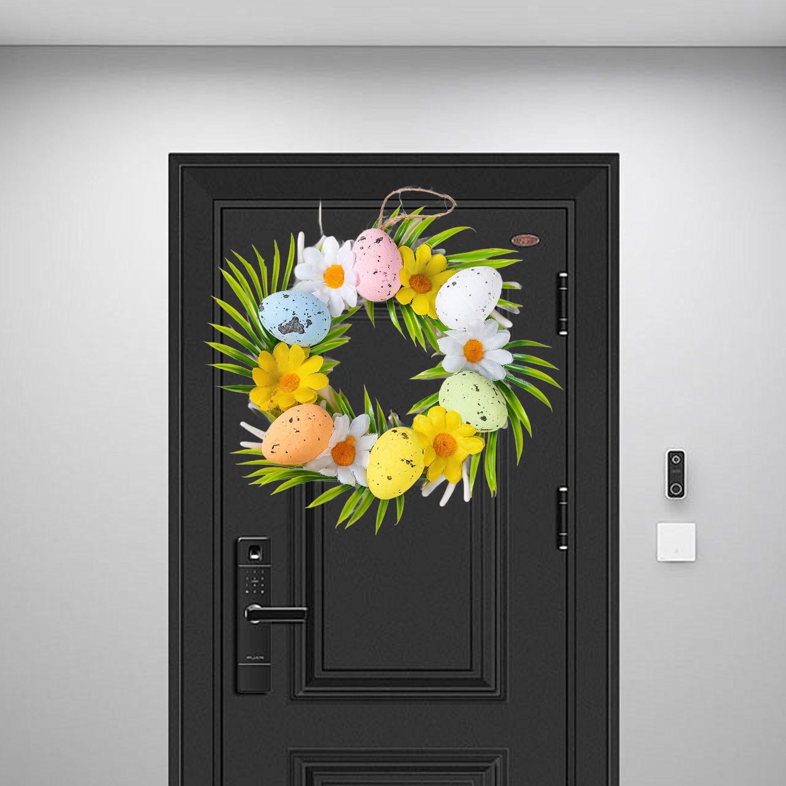 Easter Eggs Artificial Wreath Cute Easter Decor for Door Indoor Outdoor Wall