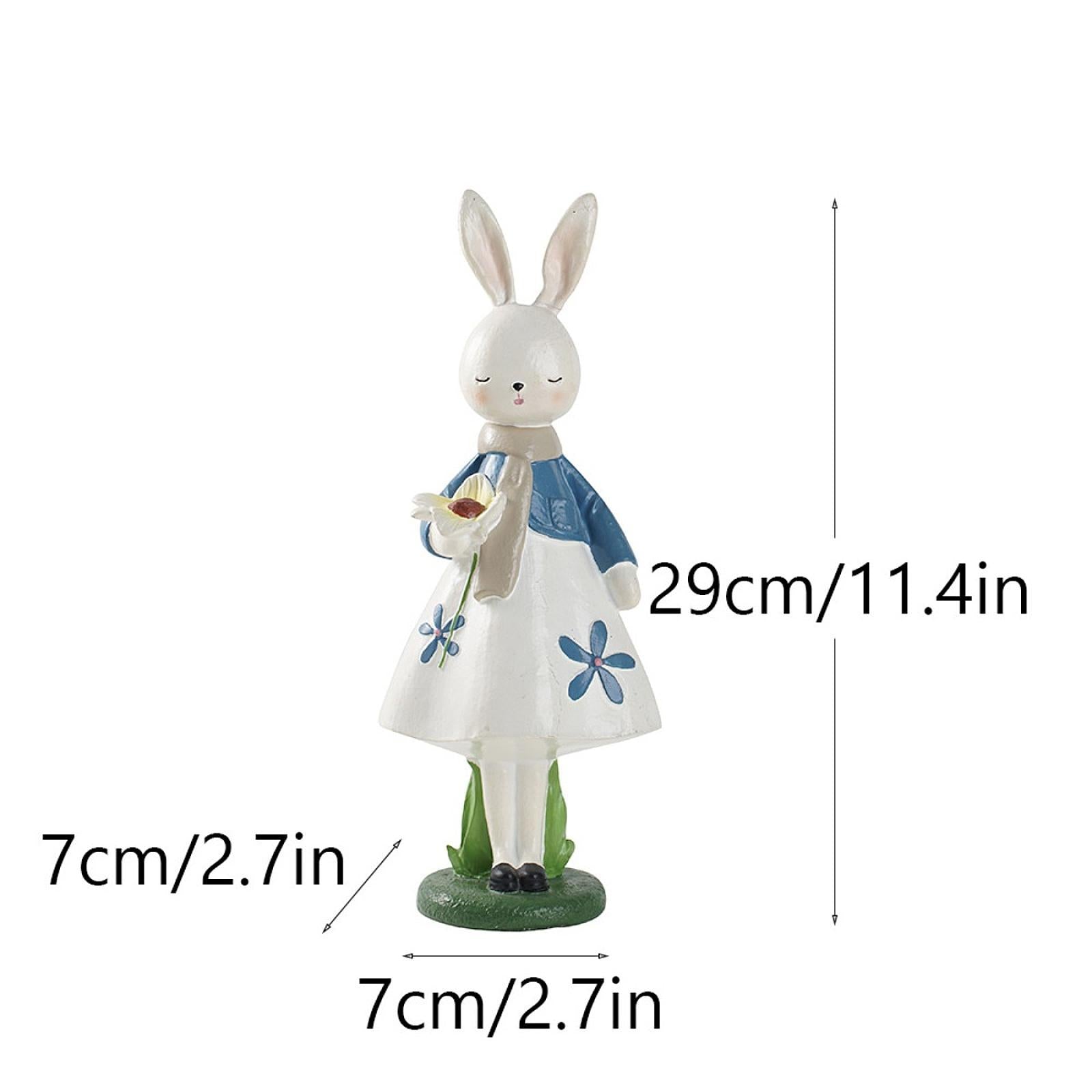 Spring Rabbit Figurine Creative Easter Decor for Living Room Shelf Farmhouse White