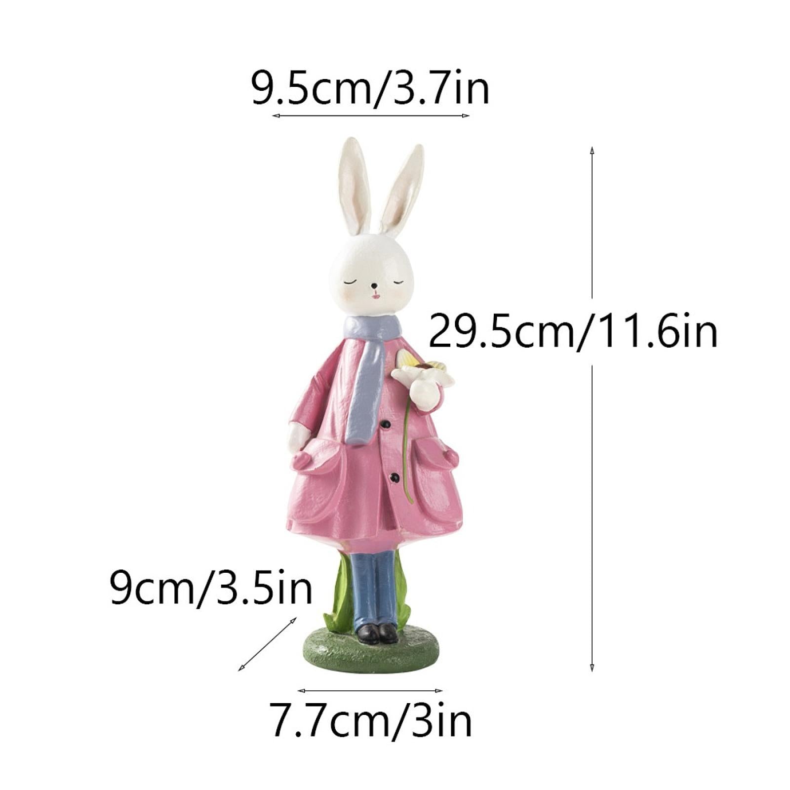 Spring Rabbit Figurine Creative Easter Decor for Living Room Shelf Farmhouse Pink