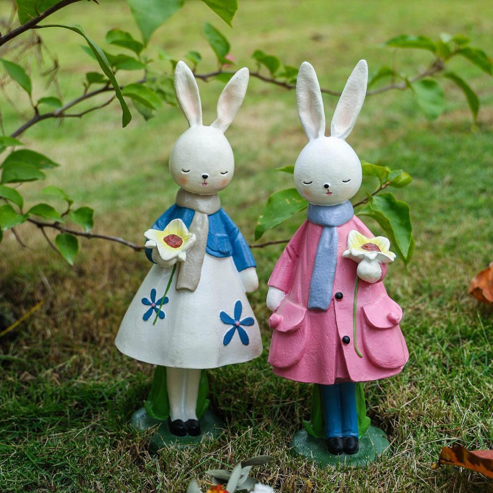 Spring Rabbit Figurine Creative Easter Decor for Living Room Shelf Farmhouse Pink