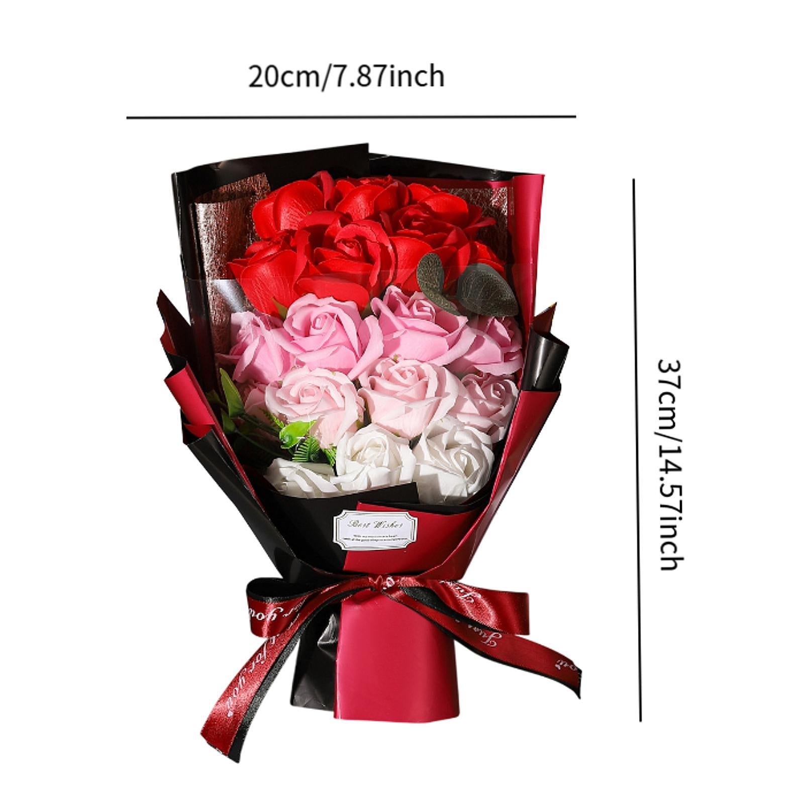 Valentine Soap Roses Bouquet Engagement Flower Arrangements for Wife Her Him Red