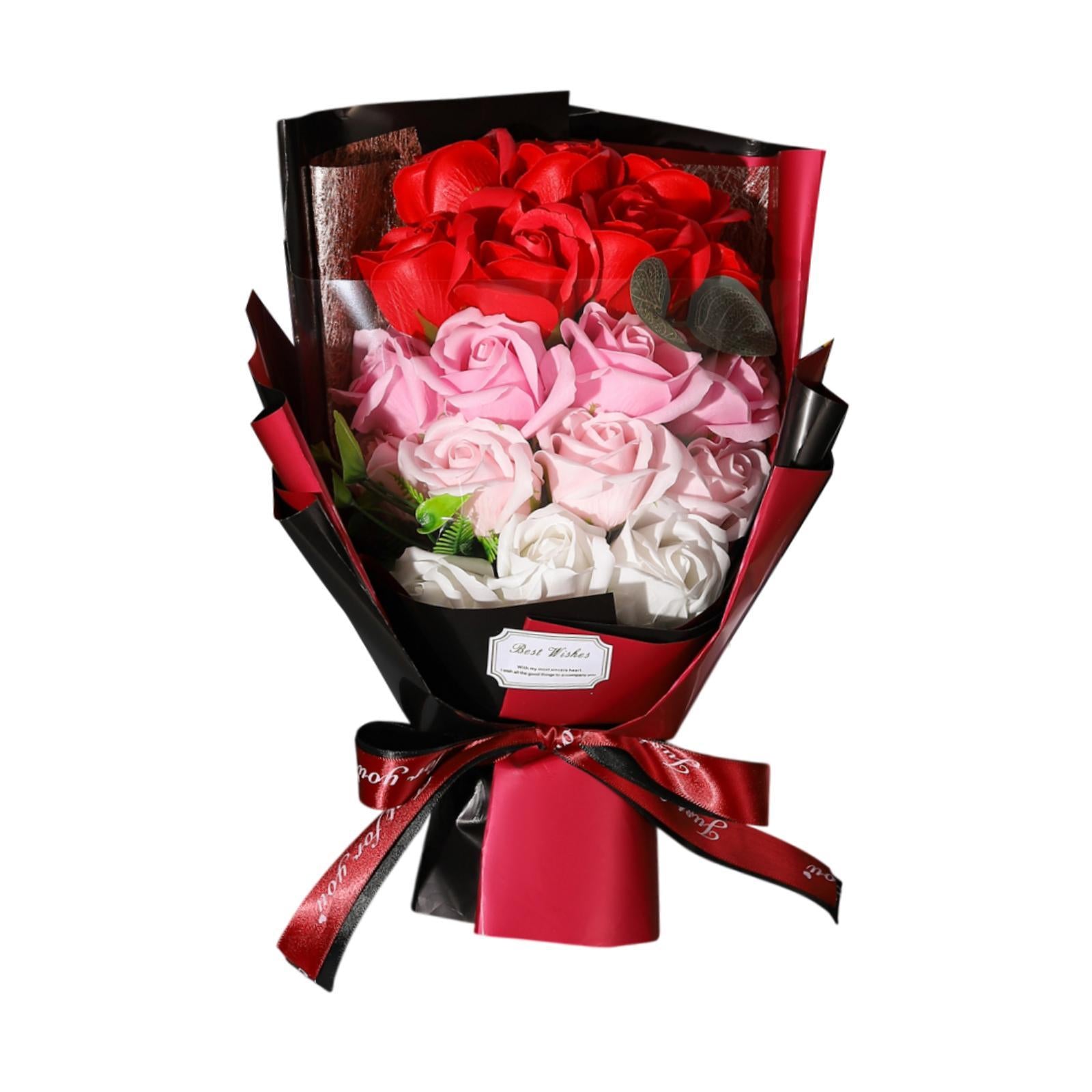 Valentine Soap Roses Bouquet Engagement Flower Arrangements for Wife Her Him Red