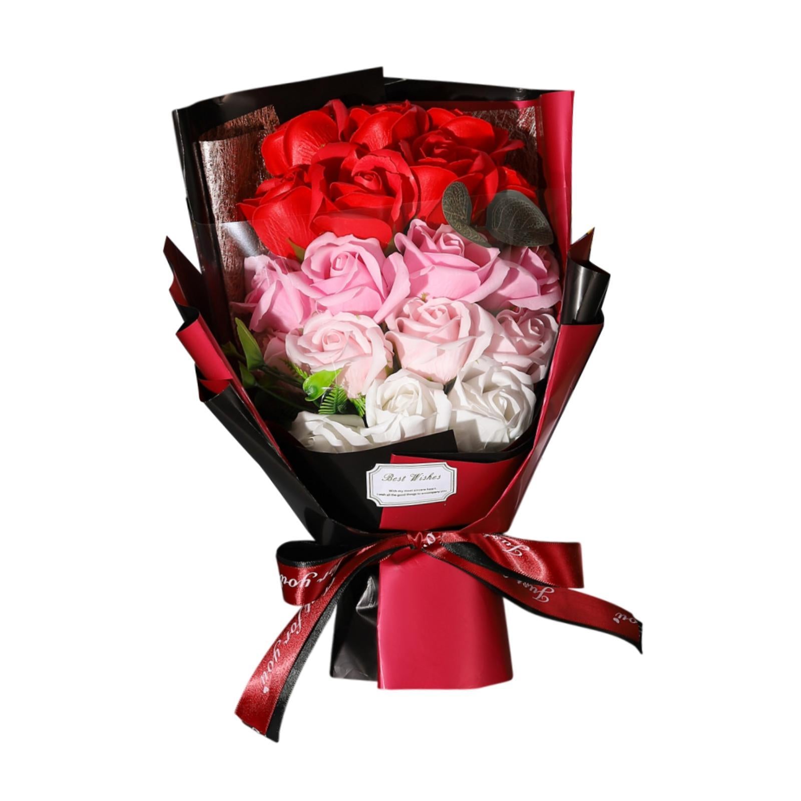 Valentine Soap Roses Bouquet Engagement Flower Arrangements for Wife Her Him Red