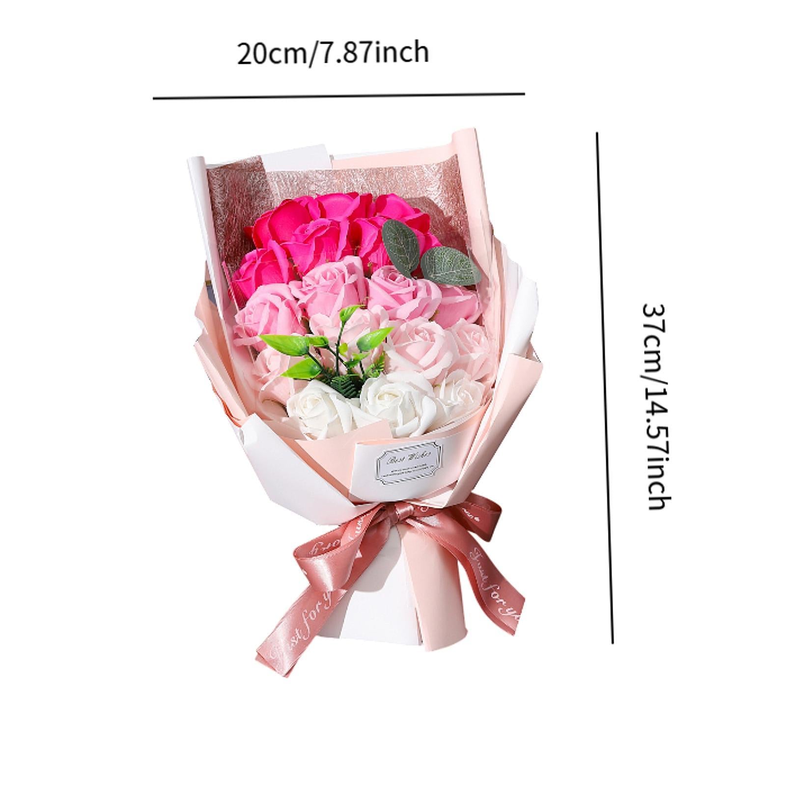 Valentine Soap Roses Bouquet Engagement Flower Arrangements for Wife Her Him Pink