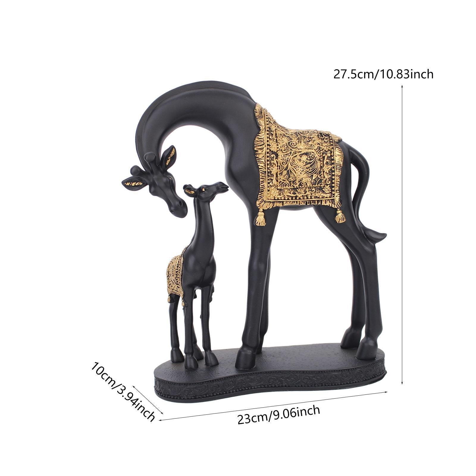 Giraffe Statue Resin Desktop Ornament for Living Room Table Centerpiece Desk Black