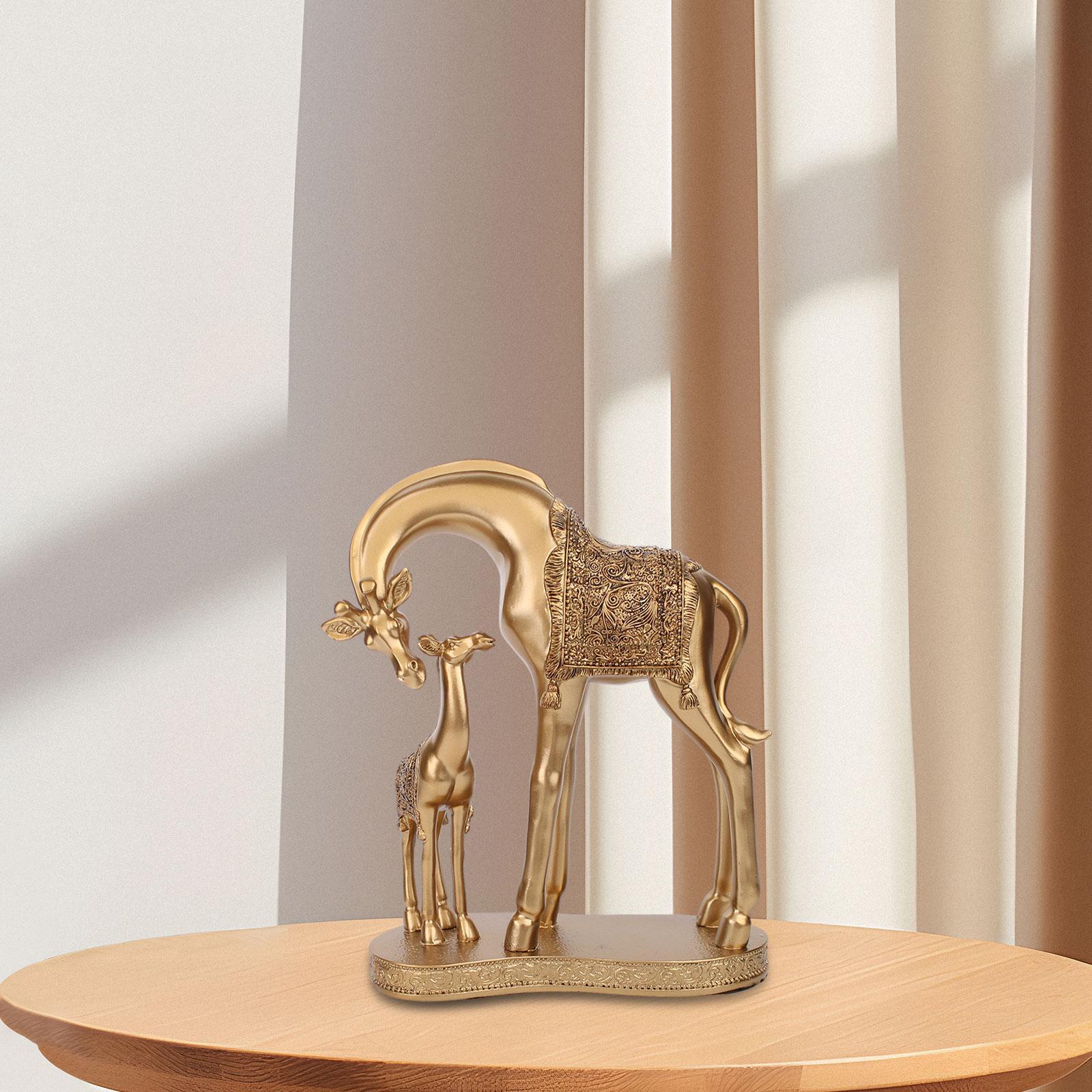 Giraffe Statue Resin Desktop Ornament for Living Room Table Centerpiece Desk Gold