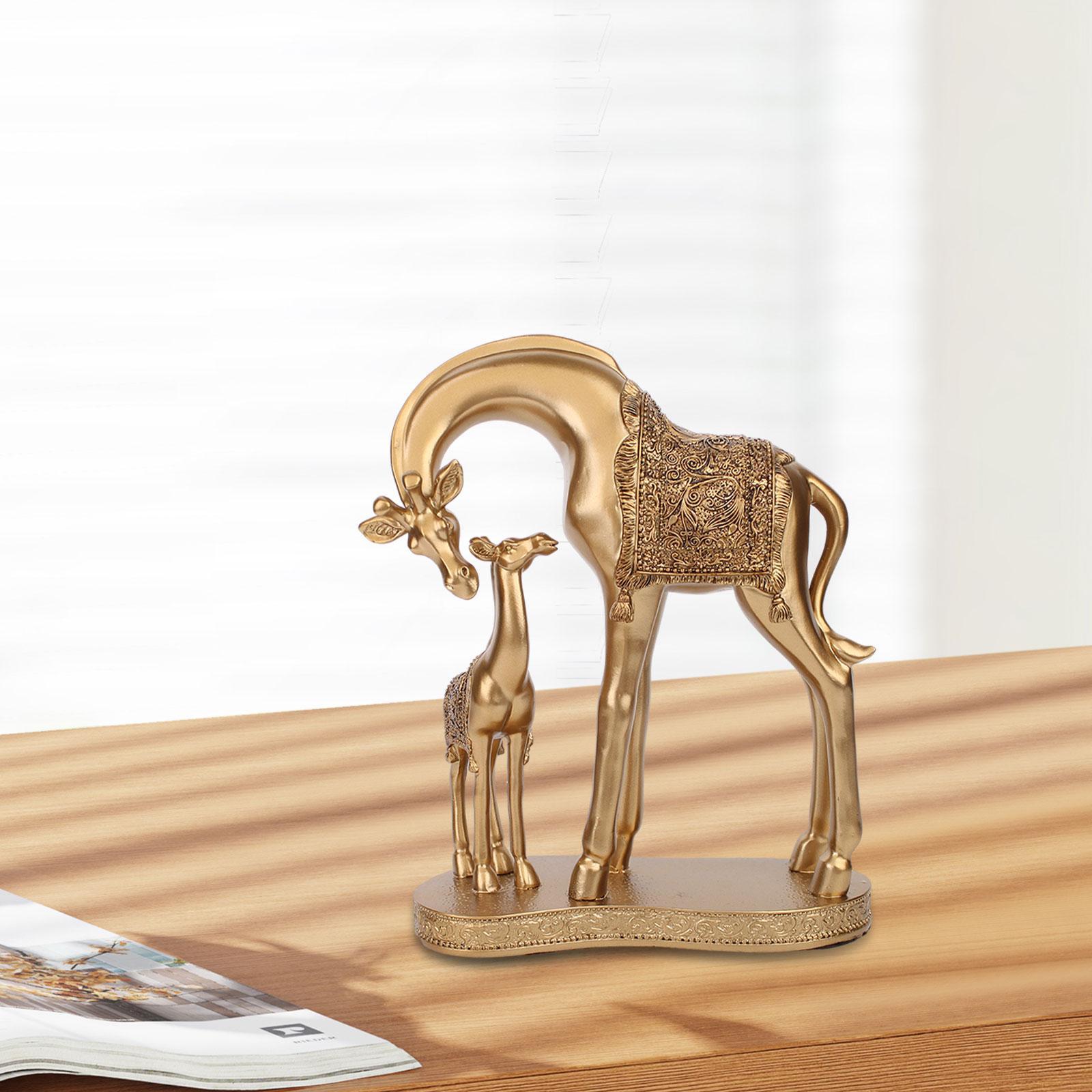Giraffe Statue Resin Desktop Ornament for Living Room Table Centerpiece Desk Gold