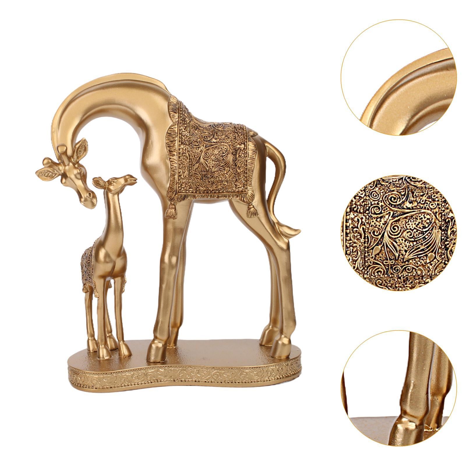 Giraffe Statue Resin Desktop Ornament for Living Room Table Centerpiece Desk Gold