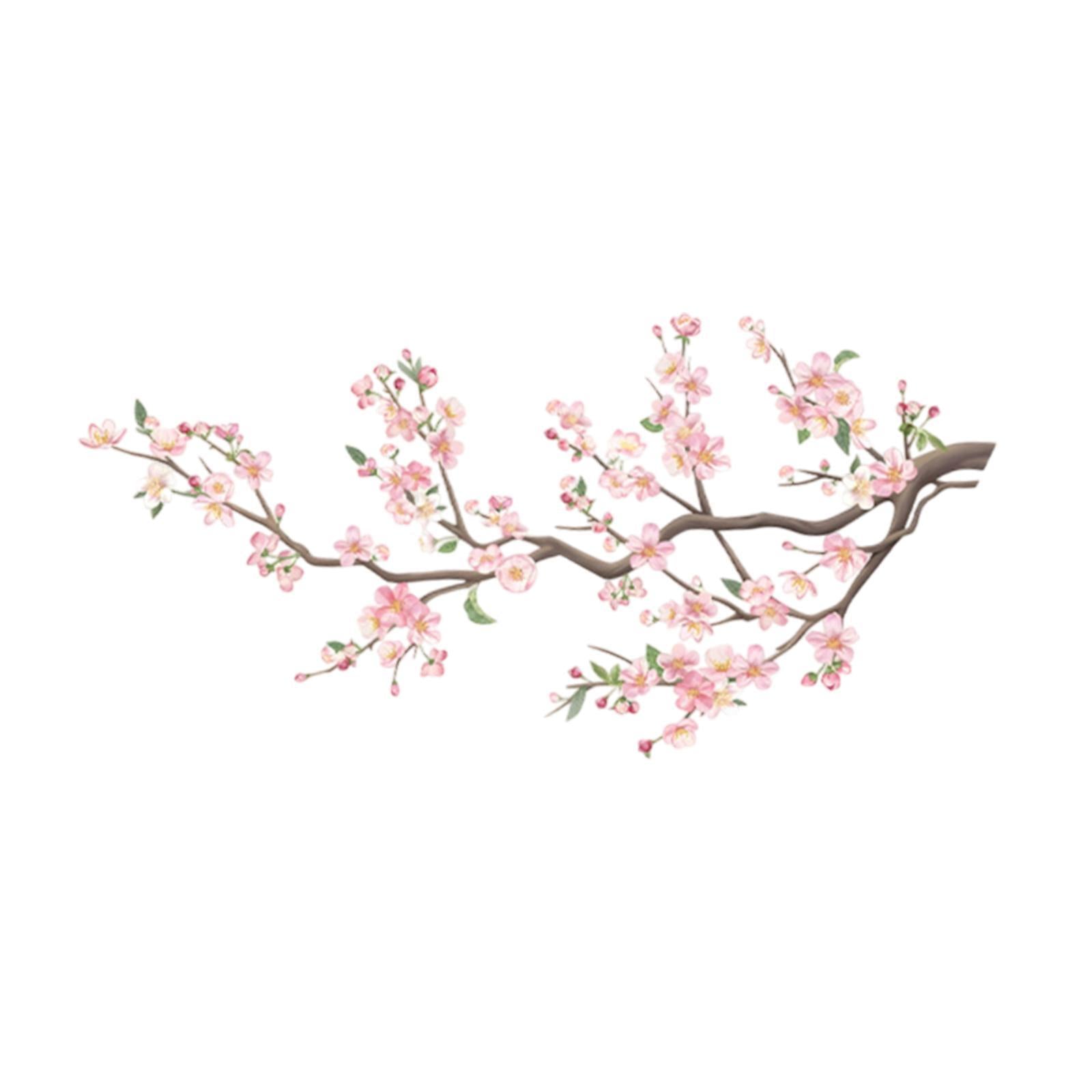 Peach Blossom Branch Wall Sticker PVC Flowers Wall Decal for Nursery Kitchen