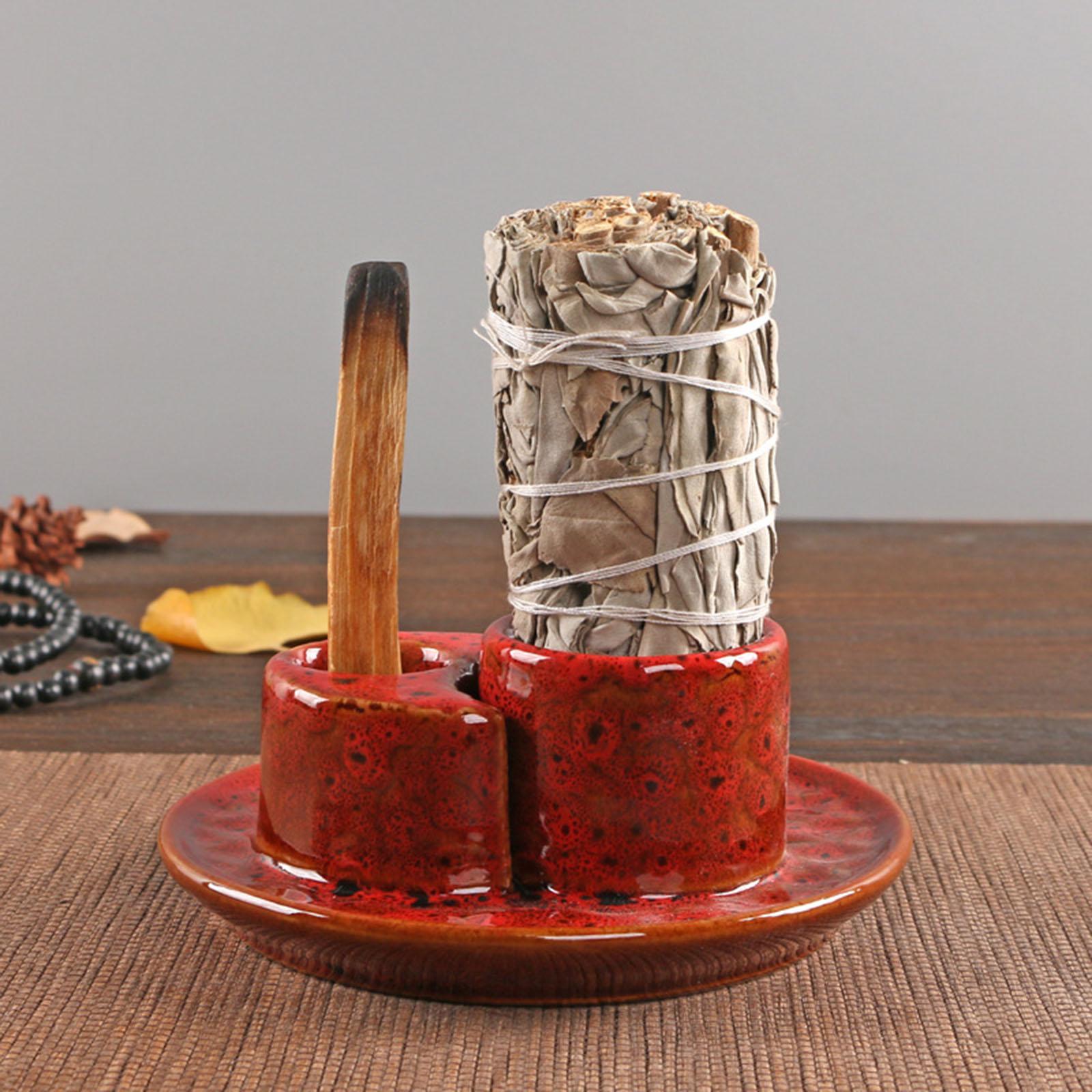 Palo Santo Sticks Holder Desk Incense Burner for Cabinet Bedroom Living Room Red