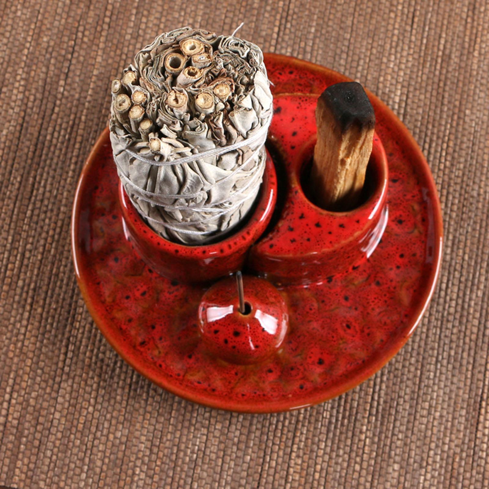Palo Santo Sticks Holder Desk Incense Burner for Cabinet Bedroom Living Room Red
