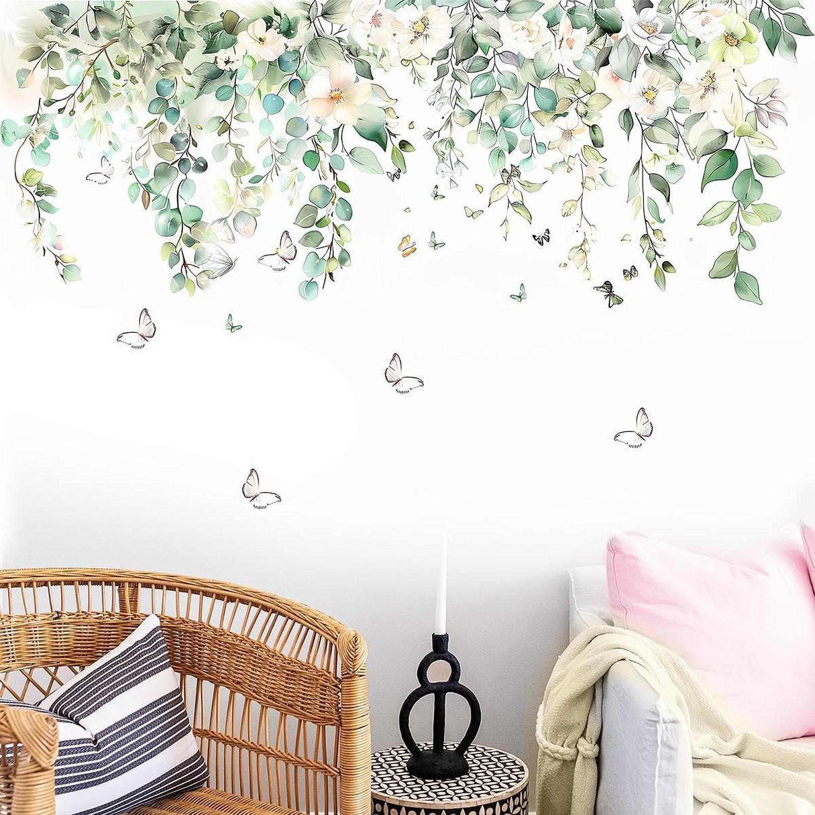 Green Leaves Wall Sticker Premium Removable for Bedroom Bathroom Dining Room