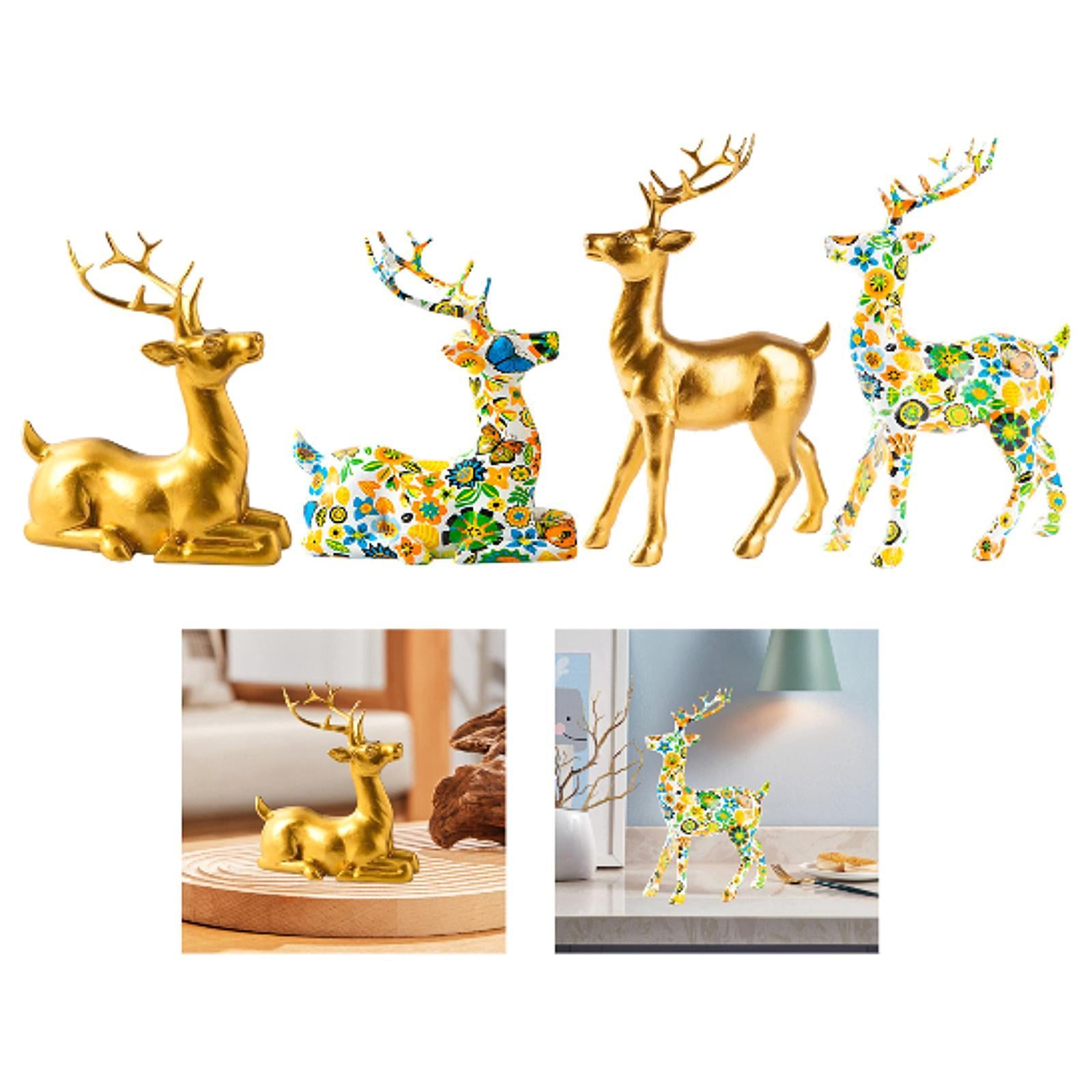 Deer Sculpture Housewarming Gift Desktop Decoration for Office Table Bedroom sitting gold
