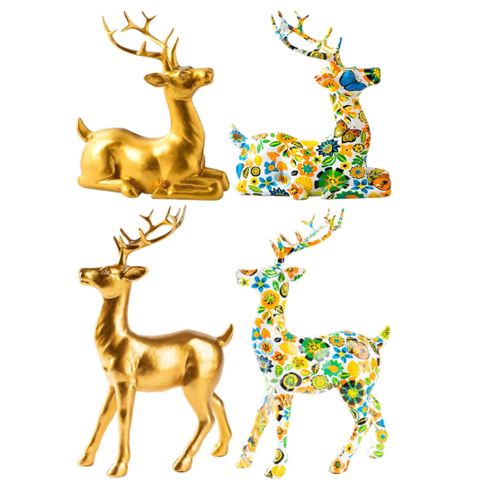 Deer Sculpture Housewarming Gift Desktop Decoration for Office Table Bedroom sitting gold