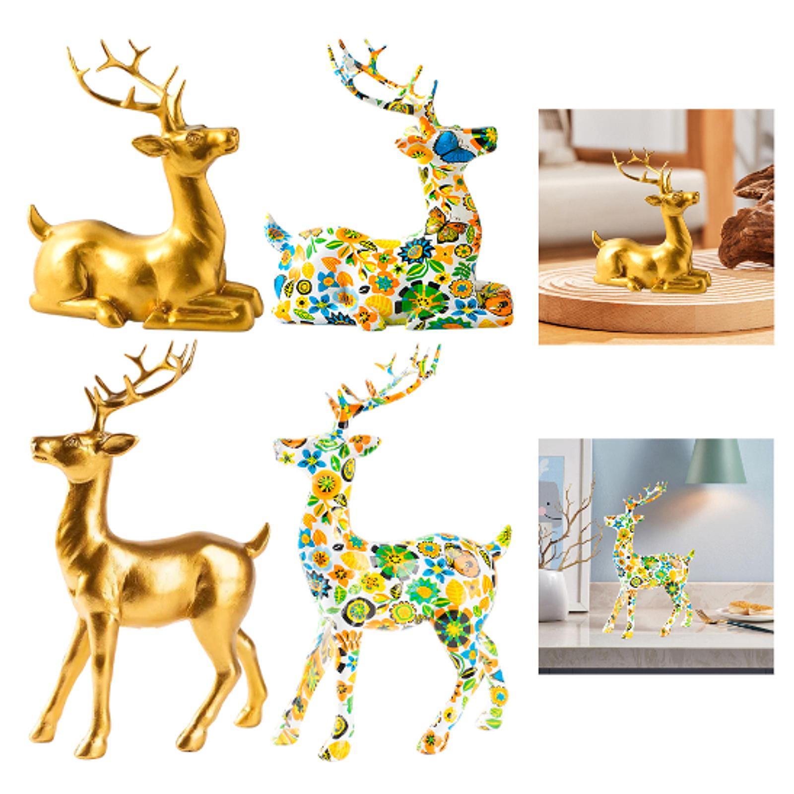 Deer Sculpture Housewarming Gift Desktop Decoration for Office Table Bedroom sitting gold