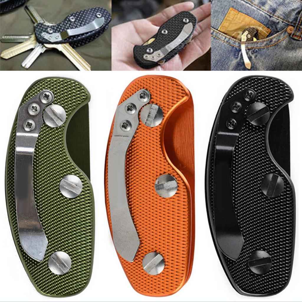 Aluminum Key Holder Organizer Clip Keyring Keychain Tool - Black