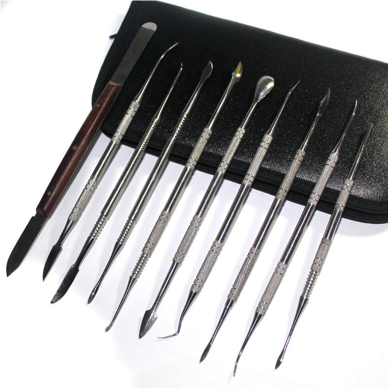 10pcs Stainless Steel Wax Carving Teeth Tool Set Dentist Dental Lab Kit