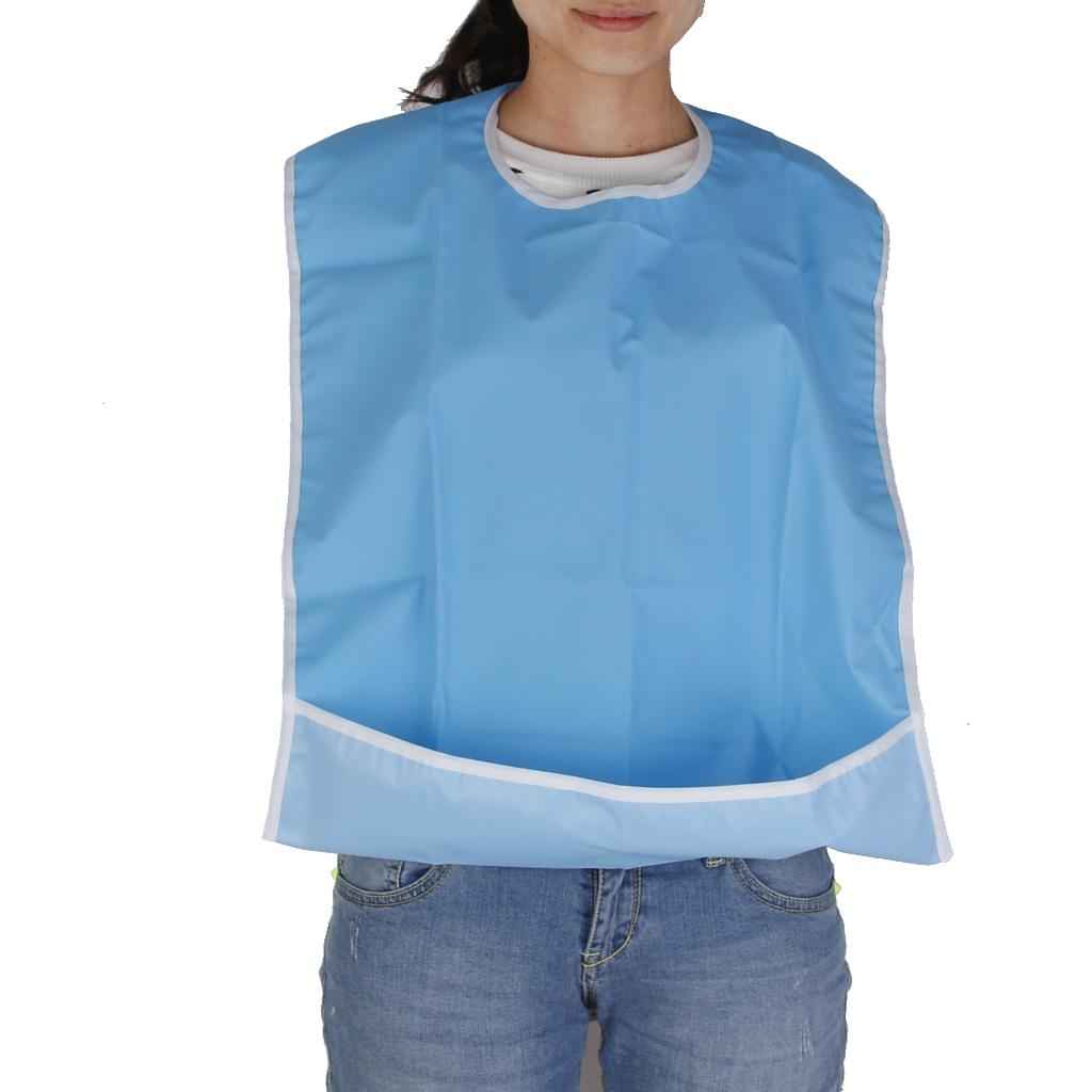 Adult Anti-oil Anti-spill Eating Bib Cloth Protector with Crumb Catcher