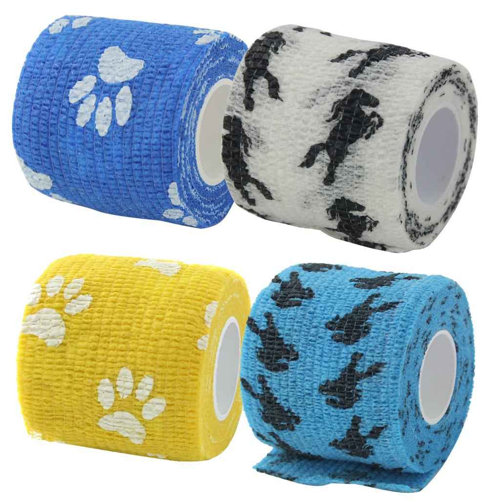 Cat Dog Pet Supplies Sweat Moisture Absorbing Cohesive Bandage Gauze Tape Claws Print Pattern Charms Blue