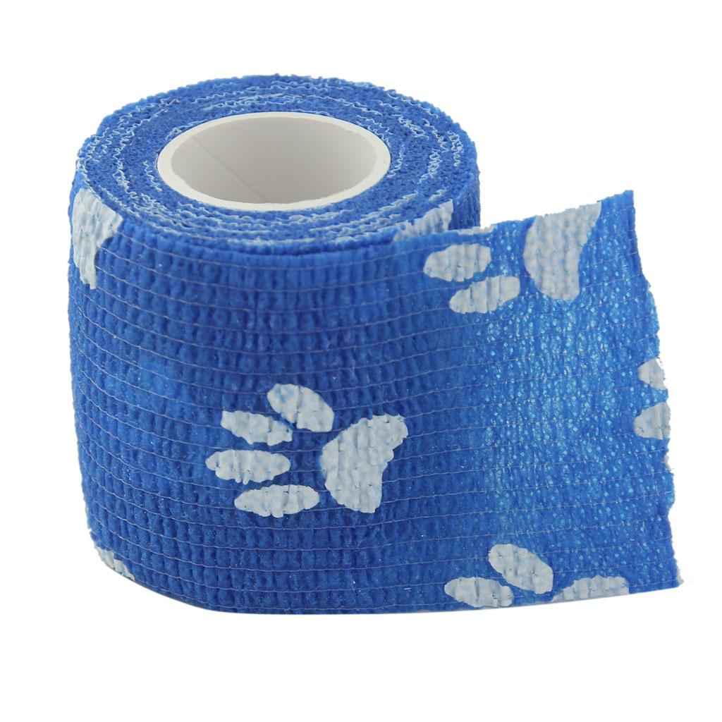 Cat Dog Pet Supplies Sweat Moisture Absorbing Cohesive Bandage Gauze Tape Claws Print Pattern Charms Blue