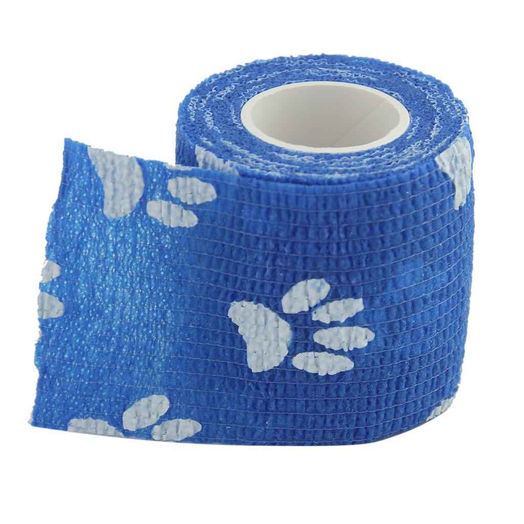 Cat Dog Pet Supplies Sweat Moisture Absorbing Cohesive Bandage Gauze Tape Claws Print Pattern Charms Blue