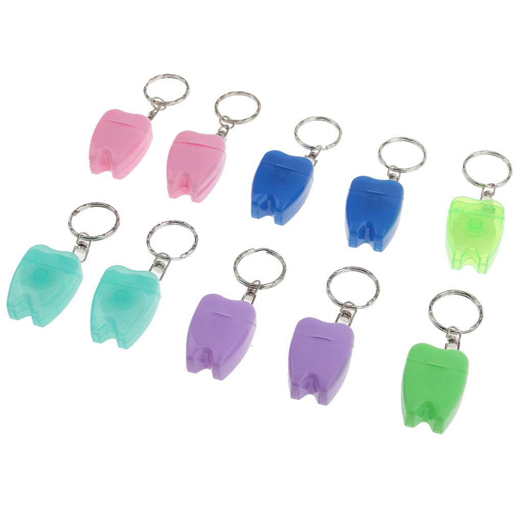 10pcs Portable Dental Floss with Key Chain Teeth Oral Care Gift Mixed Color