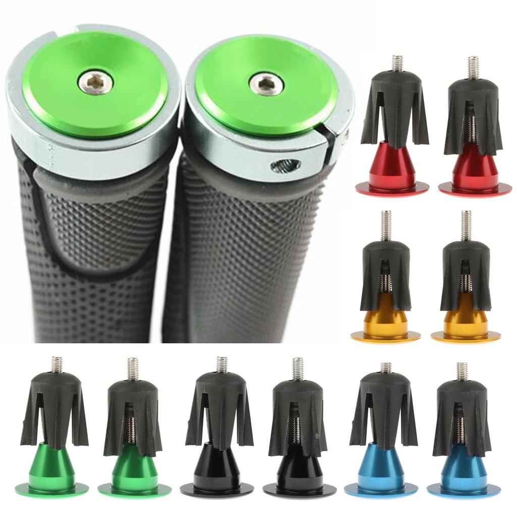 One Pair Aluminum Bicycle Handlebar Grips Handle Bar Cap End Plugs - Black