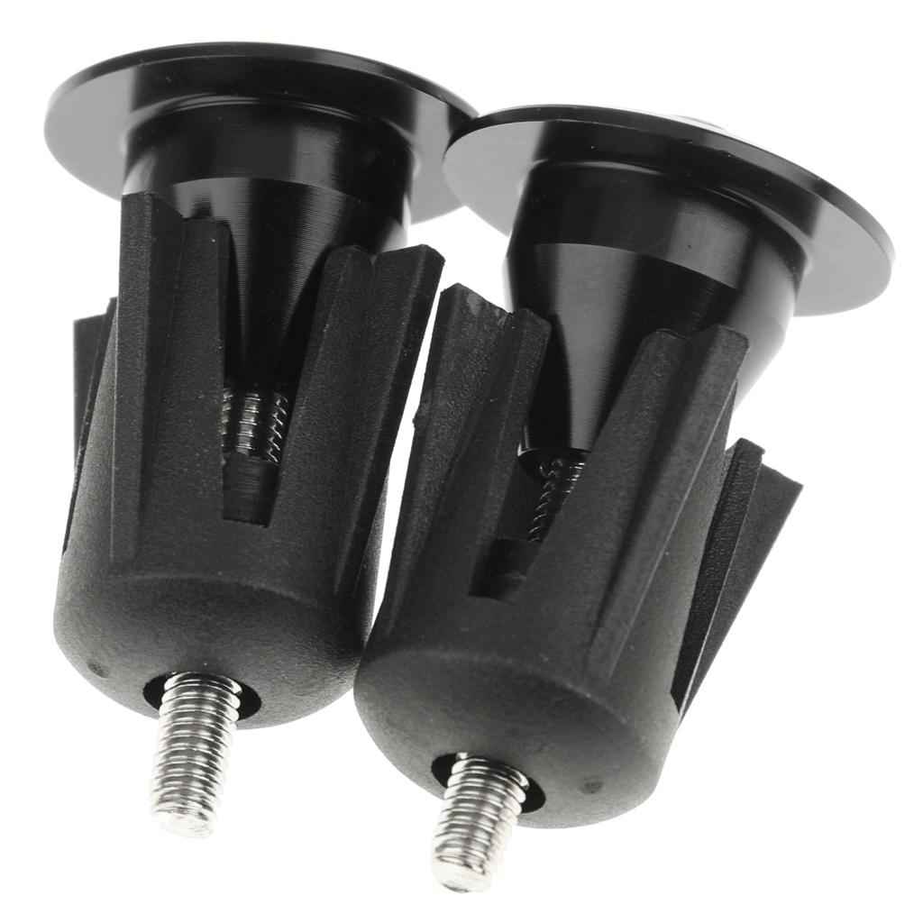 One Pair Aluminum Bicycle Handlebar Grips Handle Bar Cap End Plugs - Black