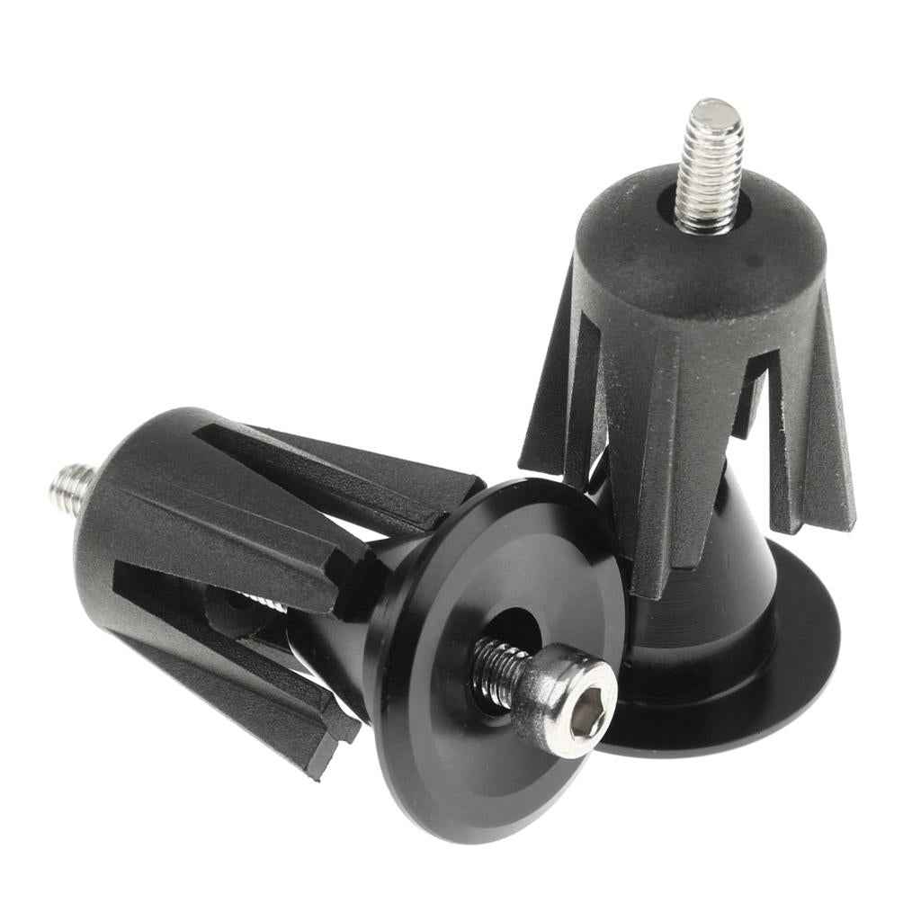 One Pair Aluminum Bicycle Handlebar Grips Handle Bar Cap End Plugs - Black