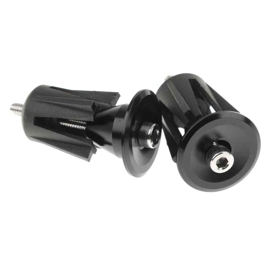 One Pair Aluminum Bicycle Handlebar Grips Handle Bar Cap End Plugs - Black