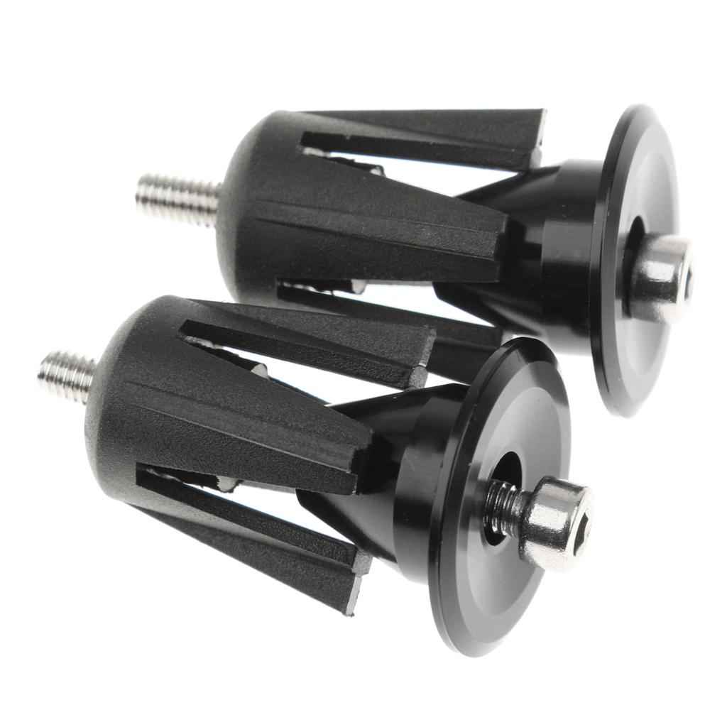 One Pair Aluminum Bicycle Handlebar Grips Handle Bar Cap End Plugs - Black