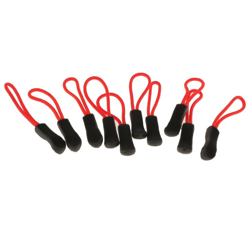 100Pcs Zipper Pulls Replacement Zip Cord Puller Slider Jacket Backpack Red