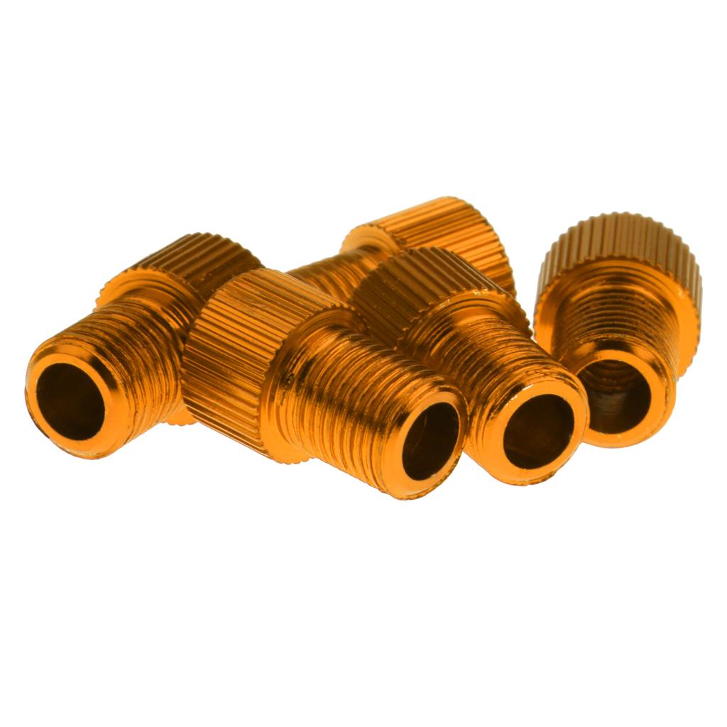 4x5x Presta to Schrader Valve Adaptor Converter Bike Pump Connector Gold