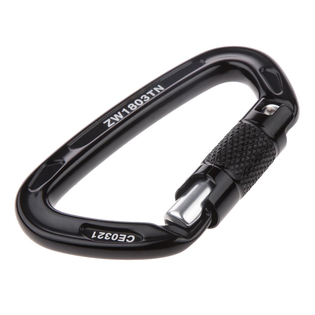 3 Pieces Self-locking Mountaineering Climbing Aluminum Carabiner 24KN Black
