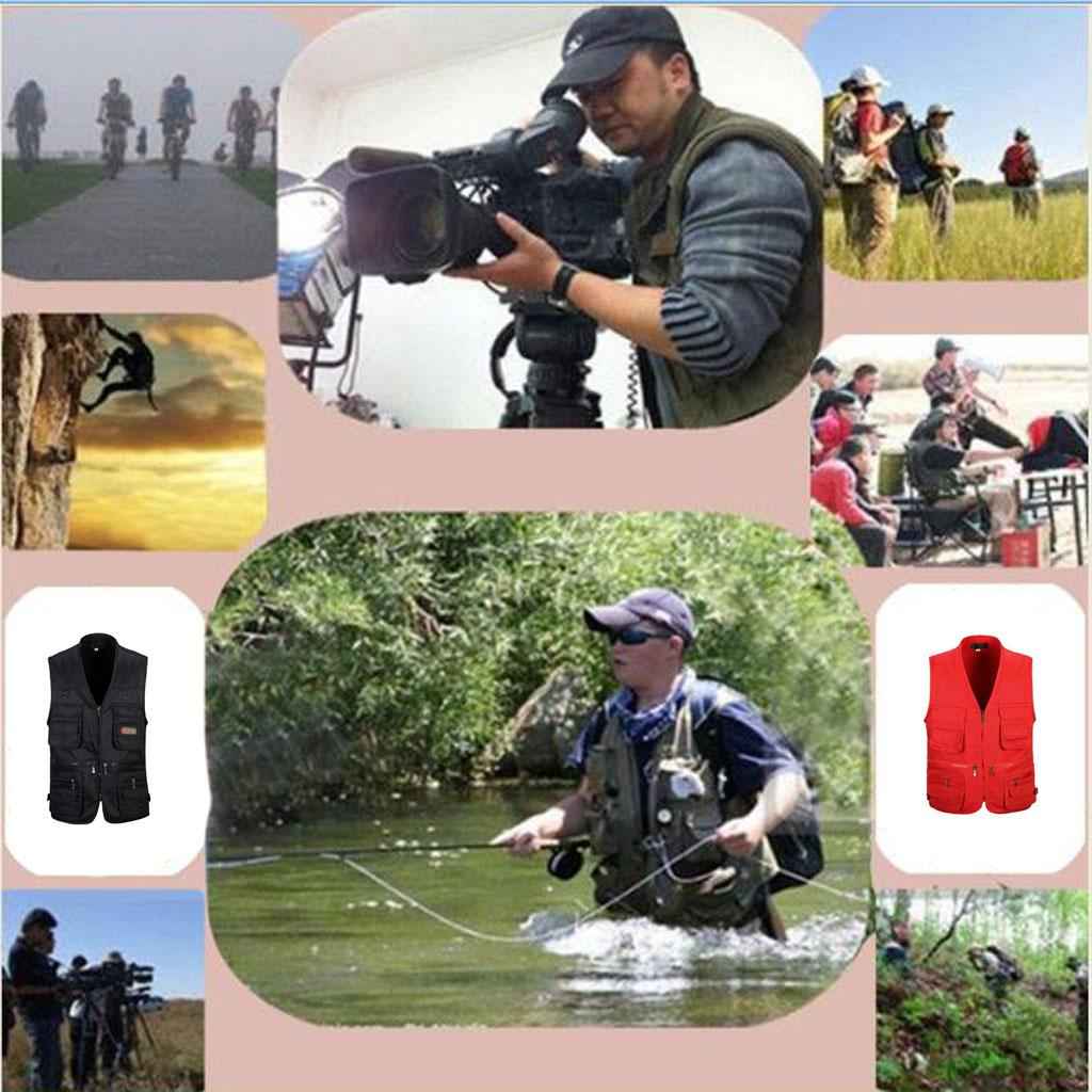 Men's Multi Pocket Zip Hunting Fishing Travel Outdoor Vest Army Green XXL