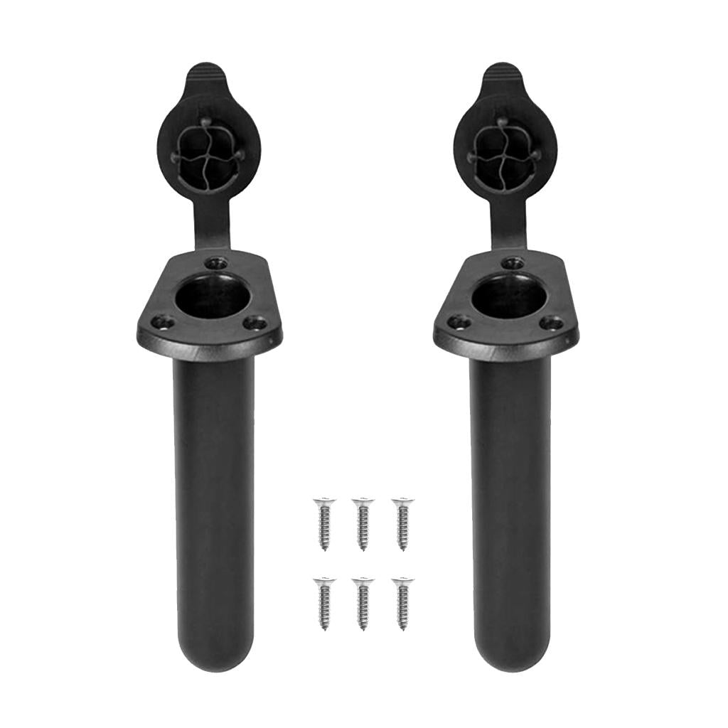 Boat Fishing 3-Pole Rod Bracket Rack+ 1 Pair Flush Mount Rod Holder with Cap