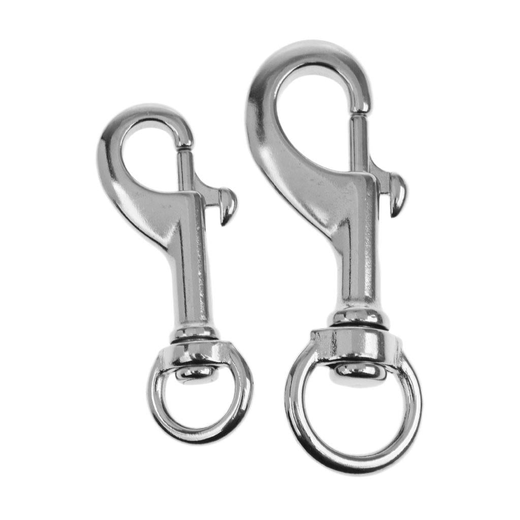 2 Pieces Marine Stainless Round Eye Swivel Bolt Snaps Hook Dog Chain Clips
