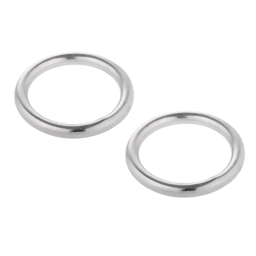 2x Boat Marine 304 Stainless Steel Polished O Ring Smooth Welded 10x90mm